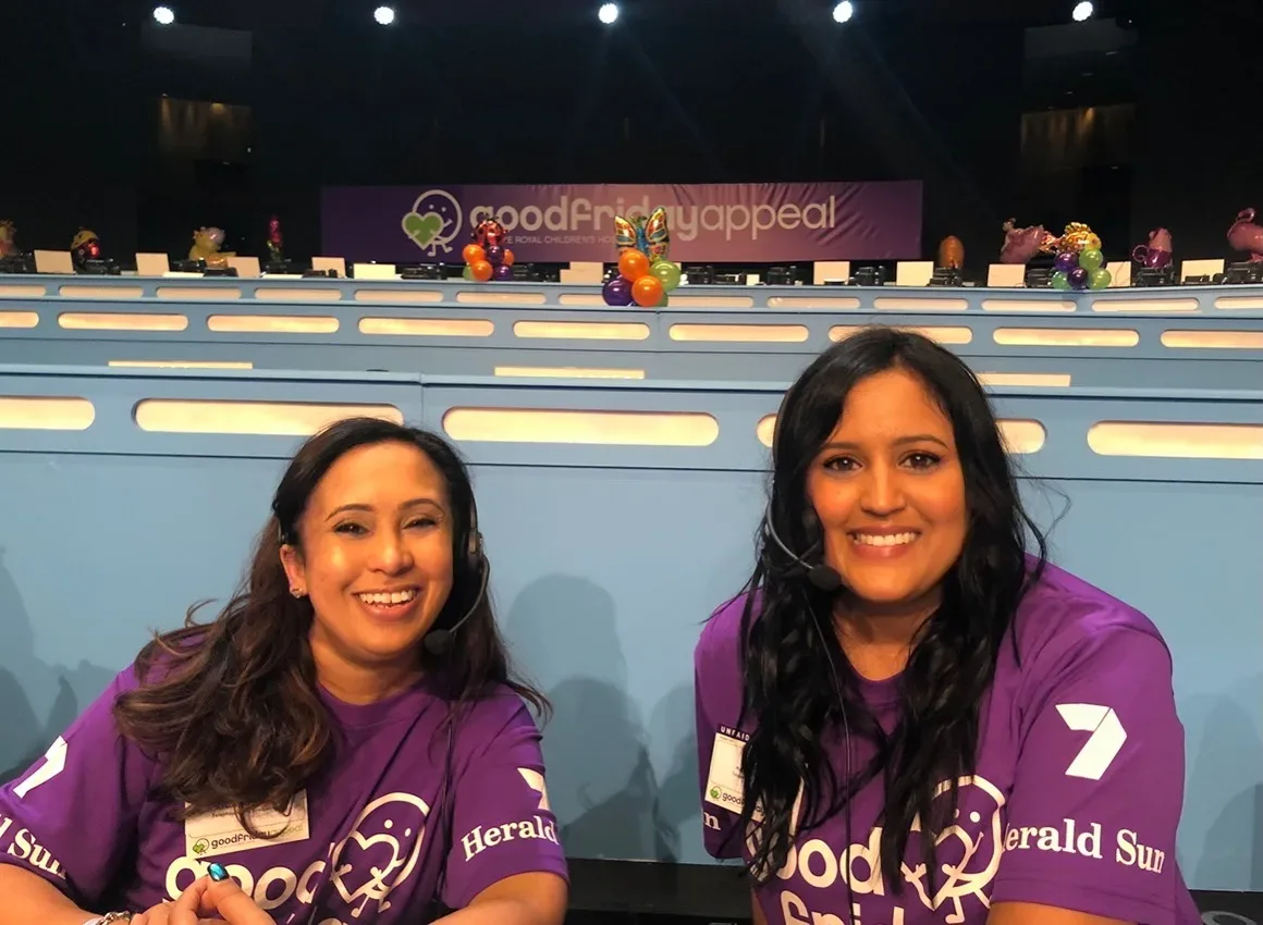 Volunteers sitting in the phone room