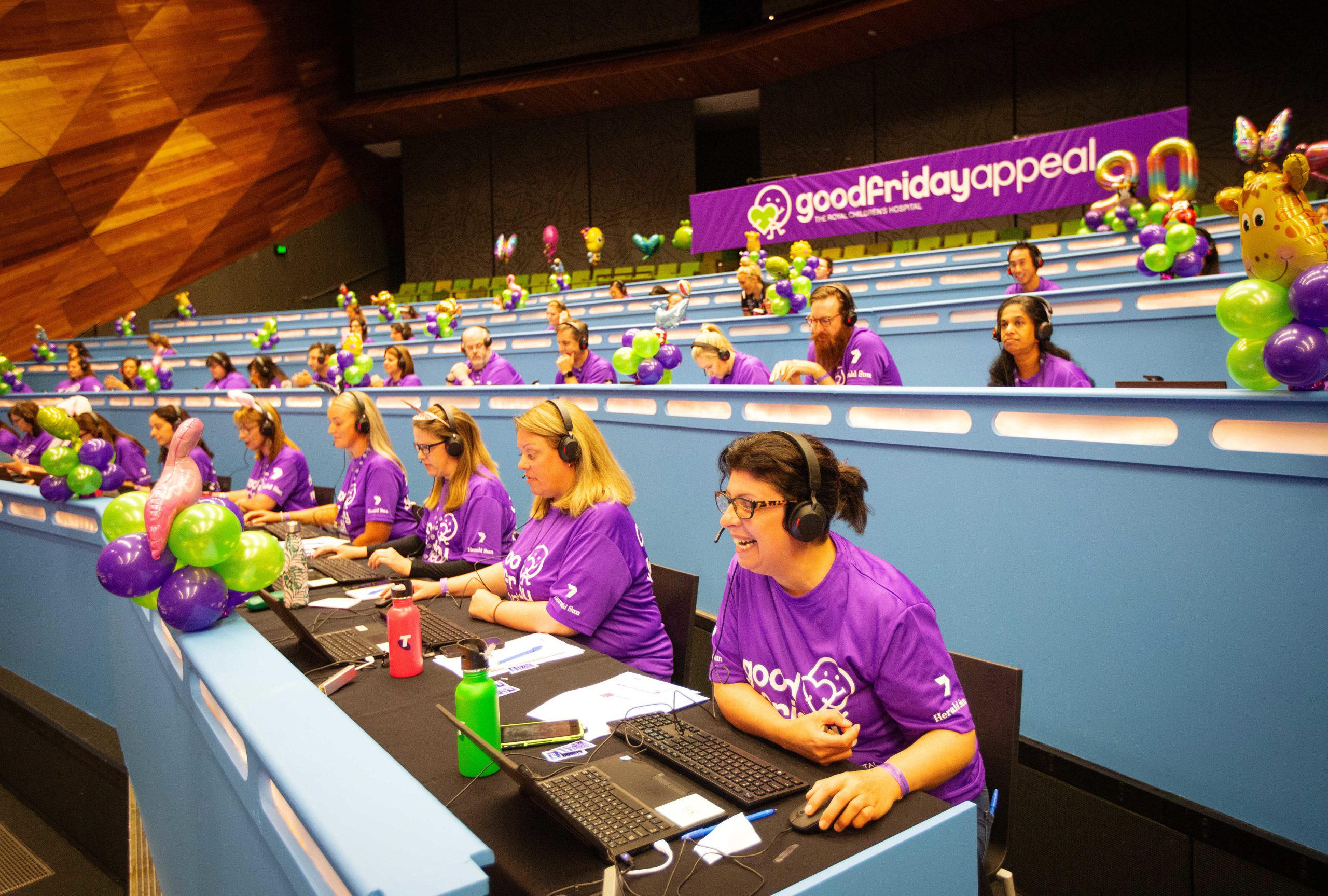 Volunteers in the phone room